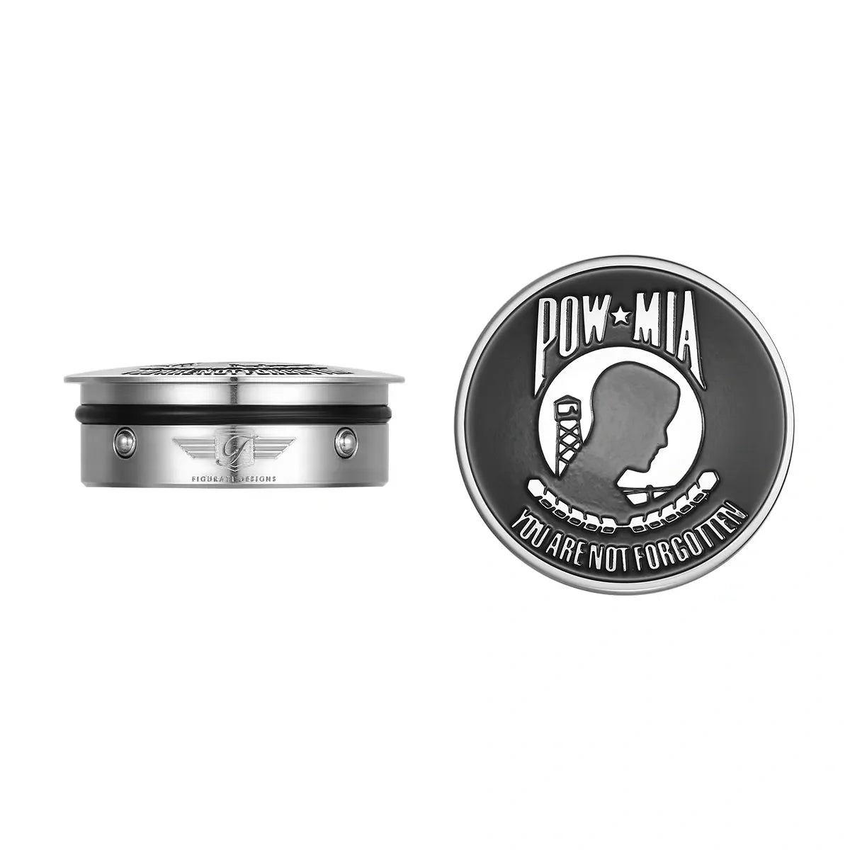 Harley-Davidson Stainless-Steel / Black Swing Arm Covers POW You are Not Forgotten - image 1