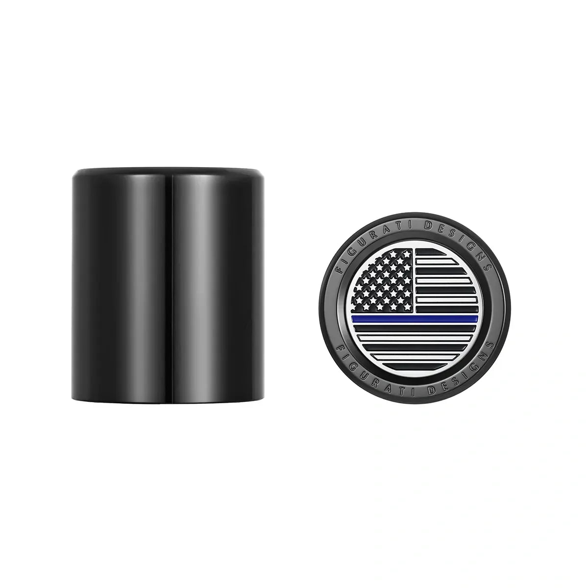 Harley-Davidson Stainless-Steel Black Blue Line American Flag Docking Covers - image 1