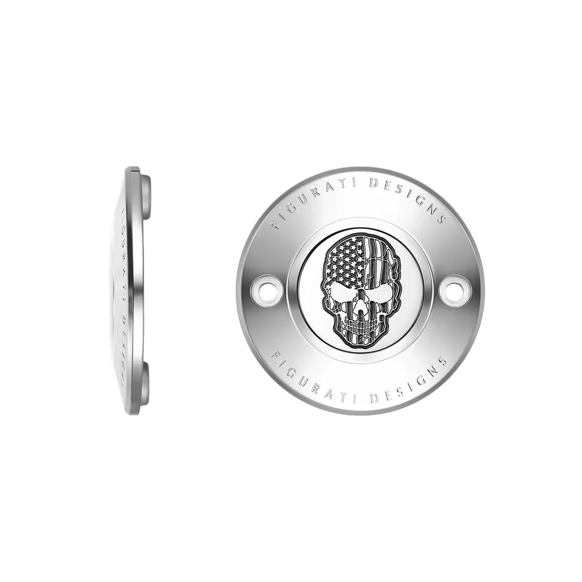 Harley-Davidson Stainless-Steel Contrast Cut American Flag Skull M8 Timing Cover - image 1
