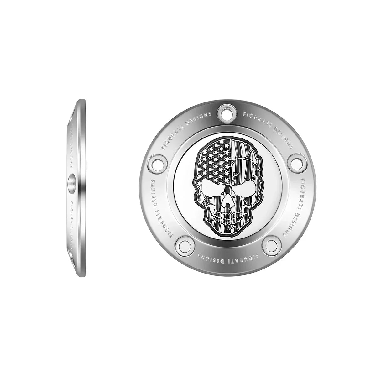 Harley-Davidson Stainless-Steel Contrast Cut American Flag Skull Twin Cam Timing Cover - image 1