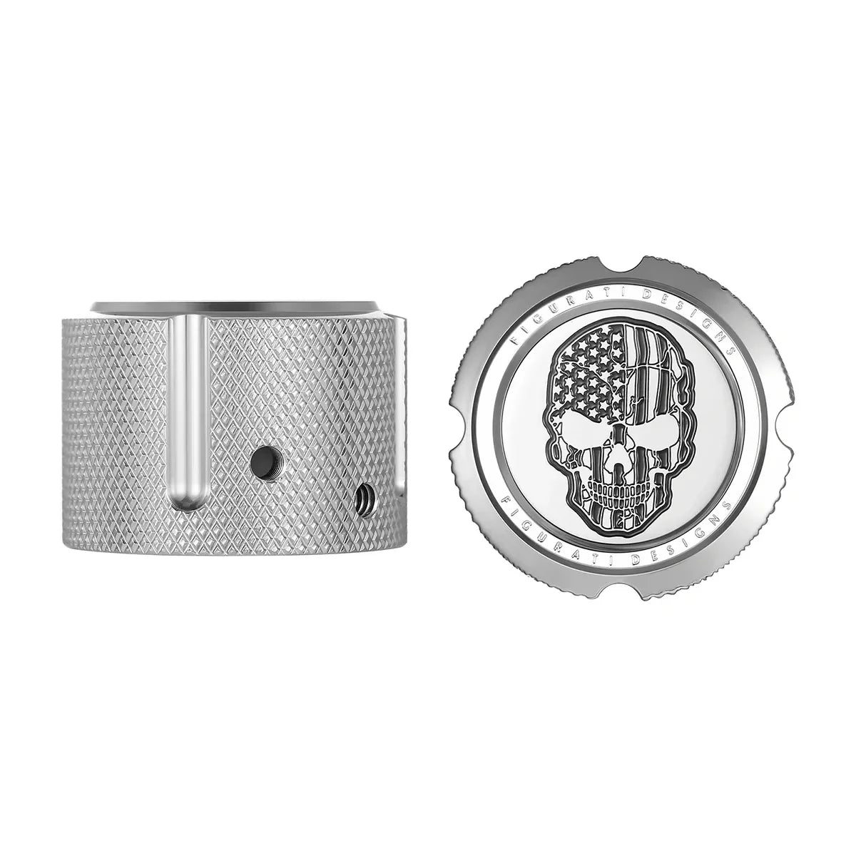 Harley-Davidson Stainless-Steel Front Axle Nut Covers Contrast Cut American Flag Skull - image 1