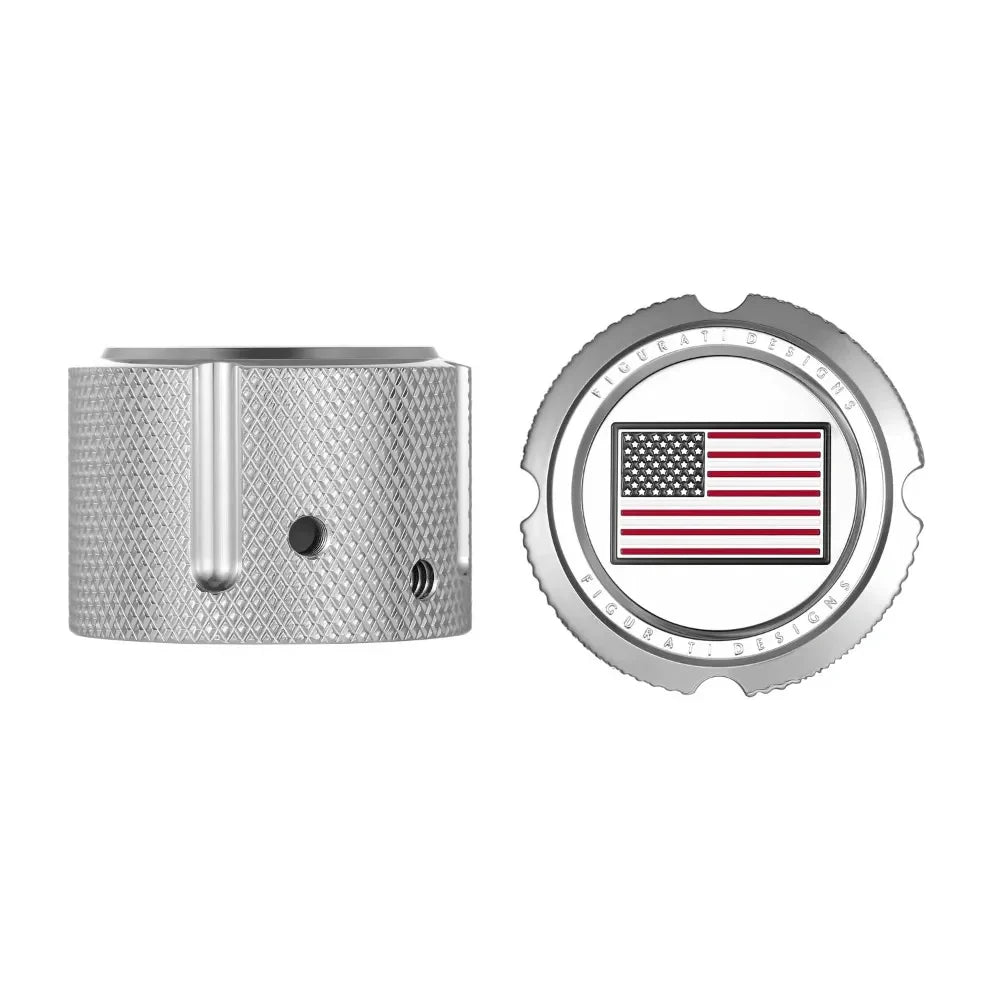 Harley-Davidson Stainless-Steel Front Axle Nut Covers Red White and Blue American Flag - Reversed - image 1