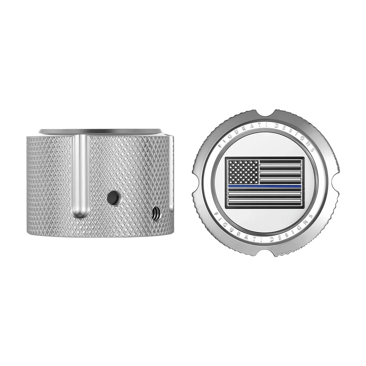 Harley-Davidson Stainless-Steel Front Axle Nut Covers Thin Blue Line American Flag - Reversed - image 1