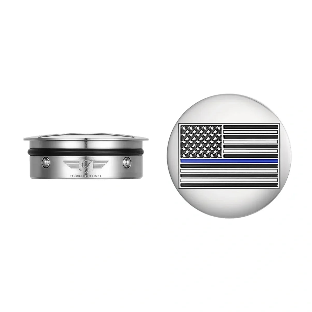Harley-Davidson Stainless-Steel Swing Arm Covers American Flag Blue Line - Reversed - image 1
