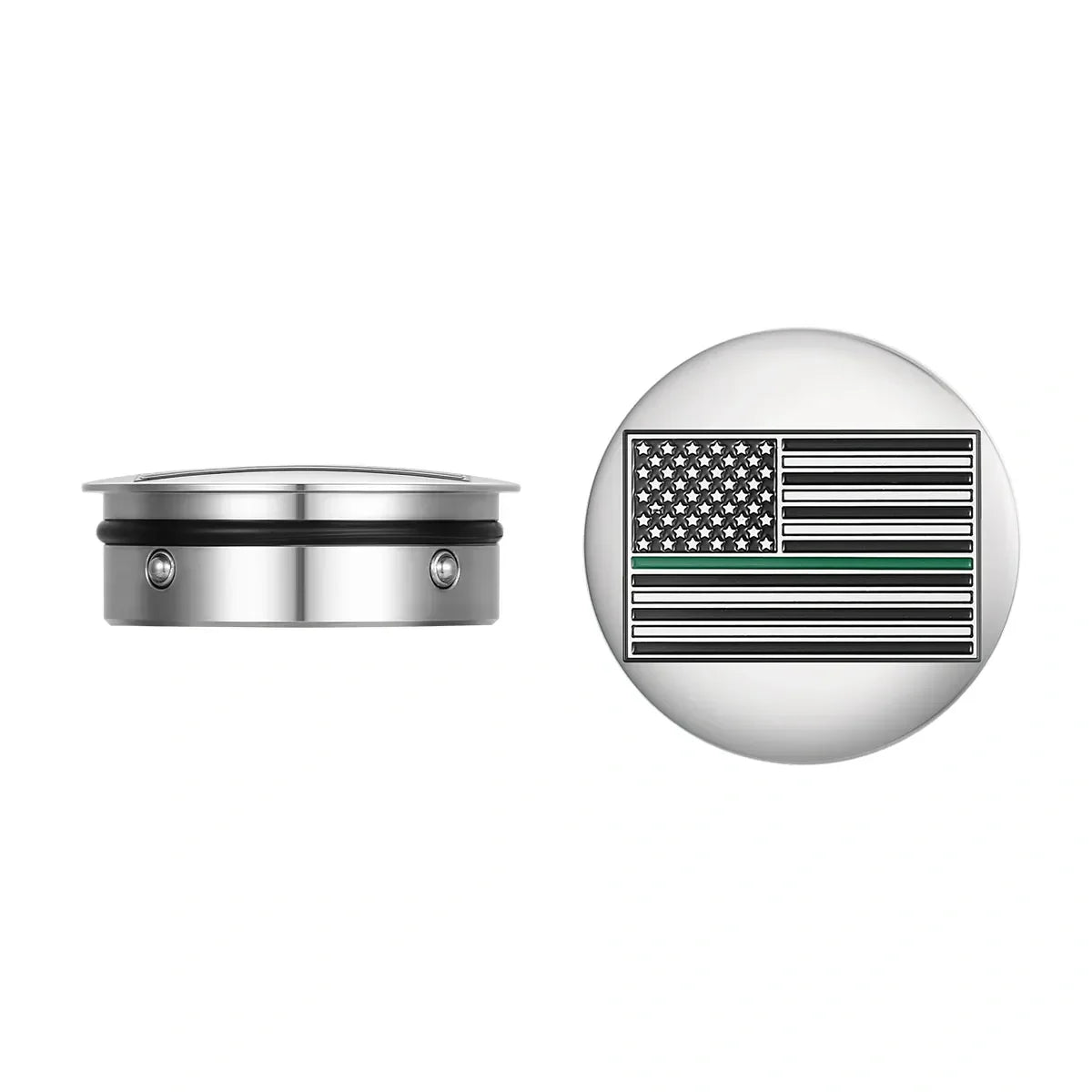 Harley-Davidson Stainless-Steel Swing Arm Covers American Flag Green Line Represents ALL US Military - Reversed - image 1