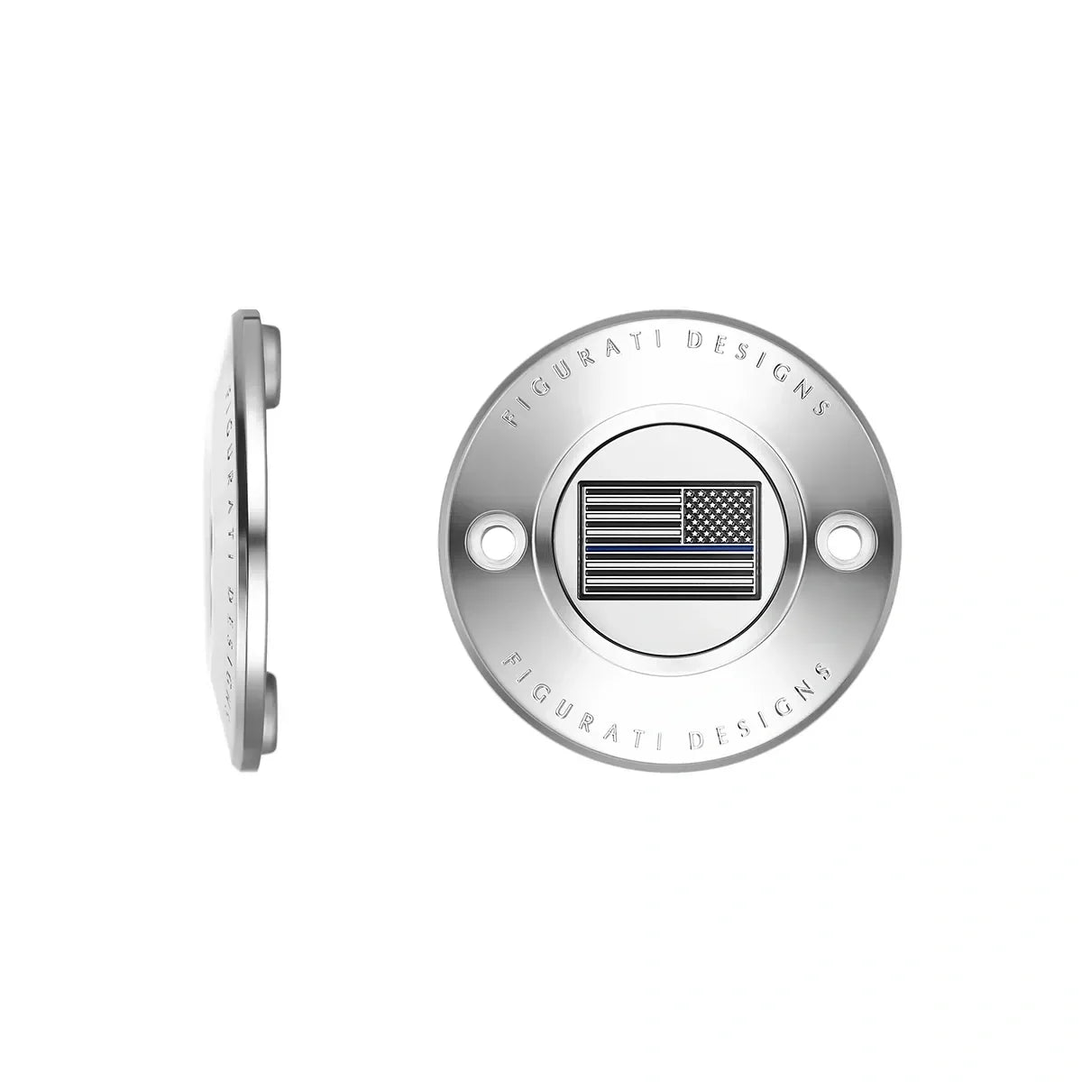 Harley-Davidson Stainless-Steel Thin Blue Line American Flag - Reversed M8 Timing Cover - image 1