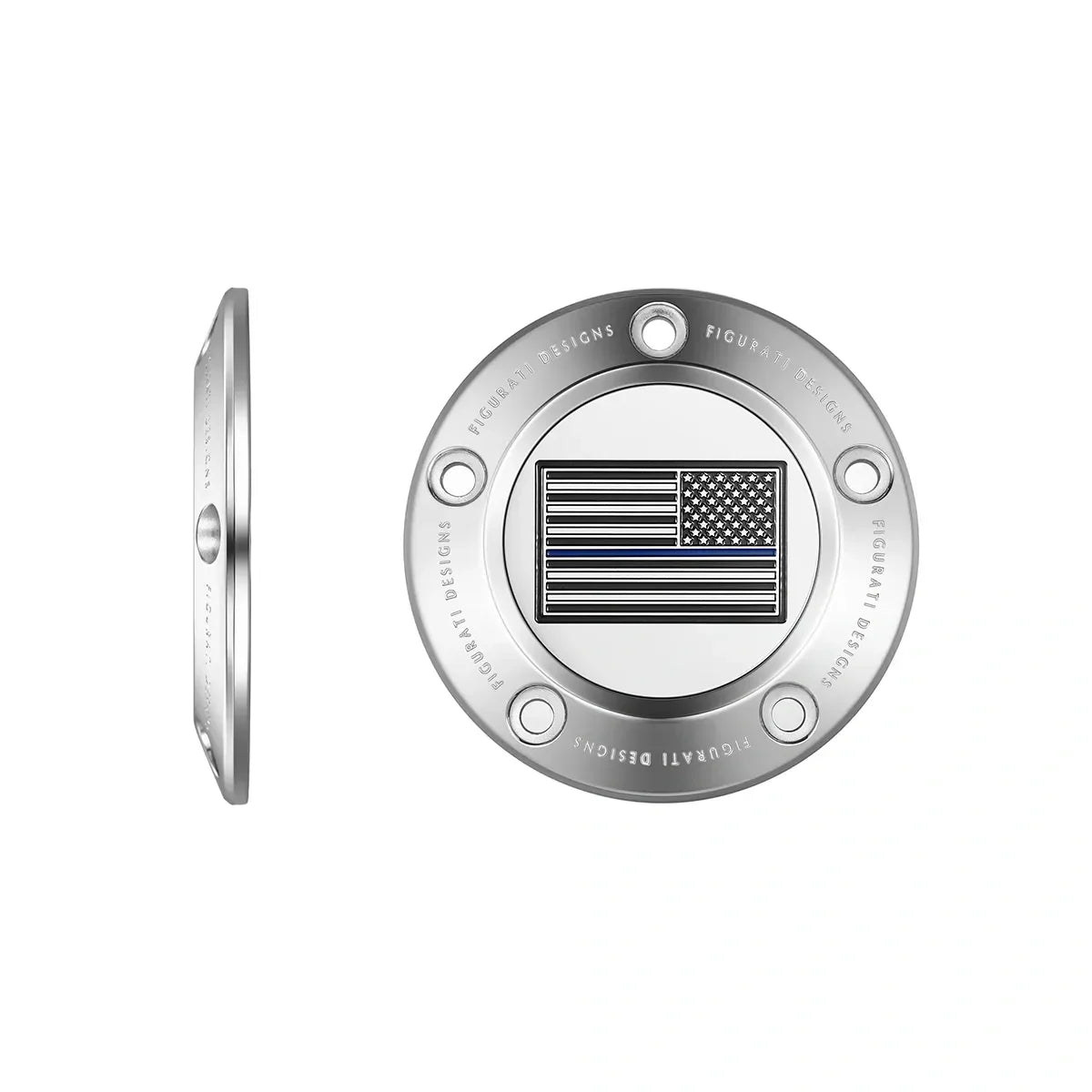 Harley-Davidson Stainless-Steel Thin Blue Line American Flag - Reversed Twin Cam Timing Cover - image 1