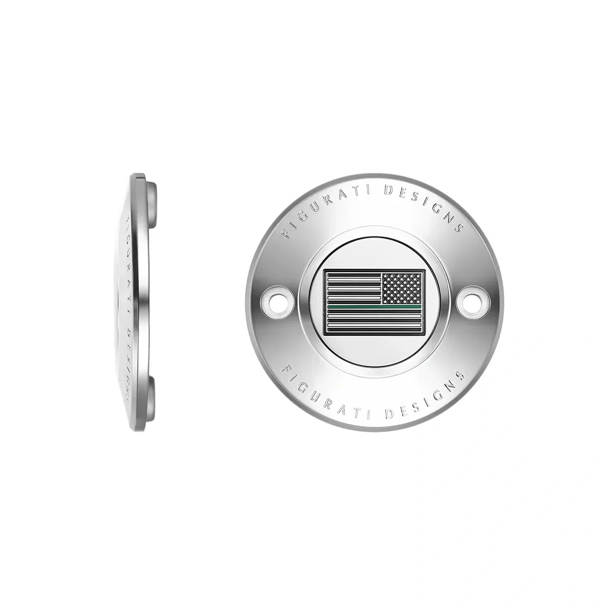 Harley-Davidson Stainless-Steel Thin Green Line American Flag - Reversed M8 Timing Cover - image 1