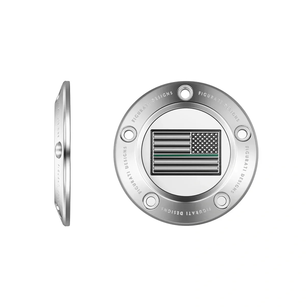 Harley-Davidson Stainless-Steel Thin Green Line American Flag - Reversed Twin Cam Timing Cover - image 1