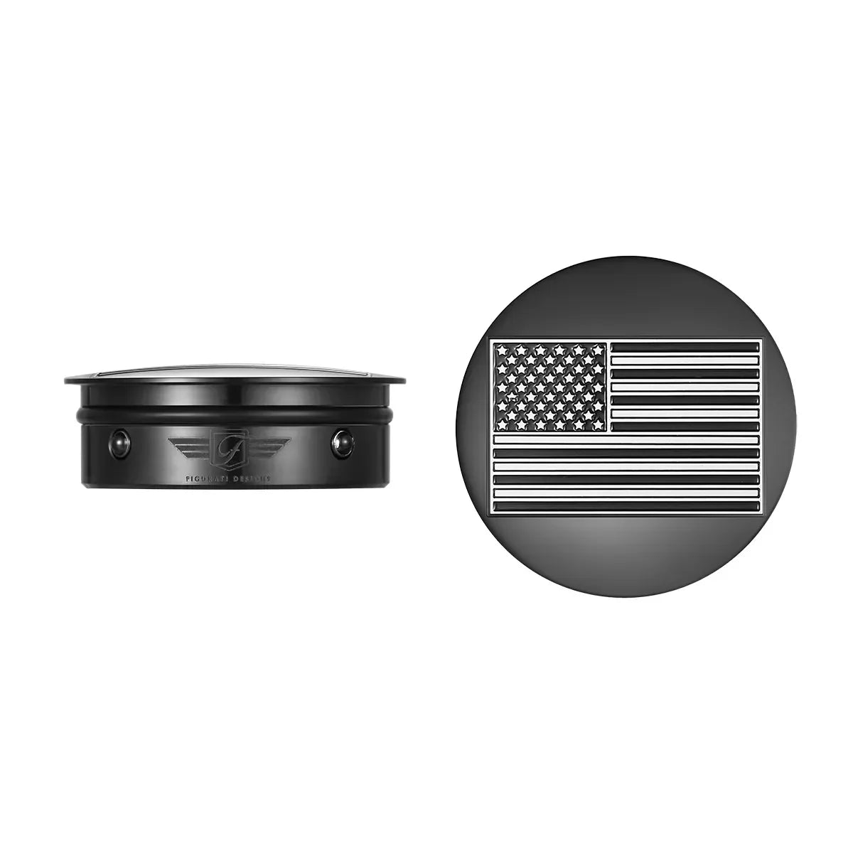 Harley-Davidson Stainless-Steel / Black Contrast Cut Swing Arm Covers American Flag - Reversed - image 1