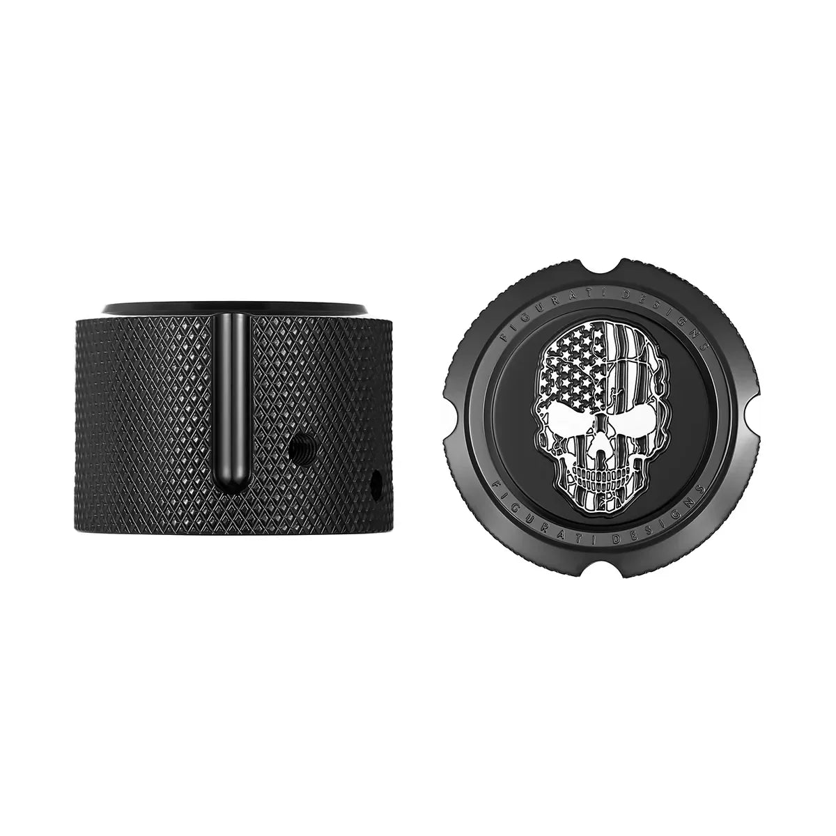 Harley-Davidson Stainless-Steel/Black Front Axle Nut Covers Contrast Cut American Flag Skull - image 1