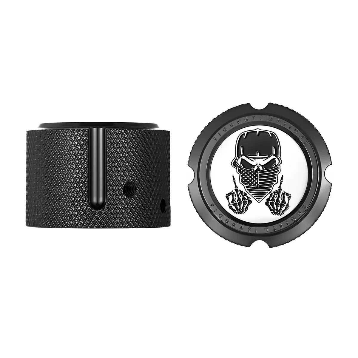 Harley-Davidson Stainless-Steel/Black Front Axle Nut Covers Masked Skull - image 1