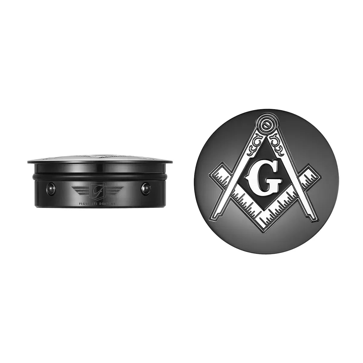 Harley-Davidson Stainless-Steel / Black Swing Arm Covers Masonic Emblem Square and Compass - image 1
