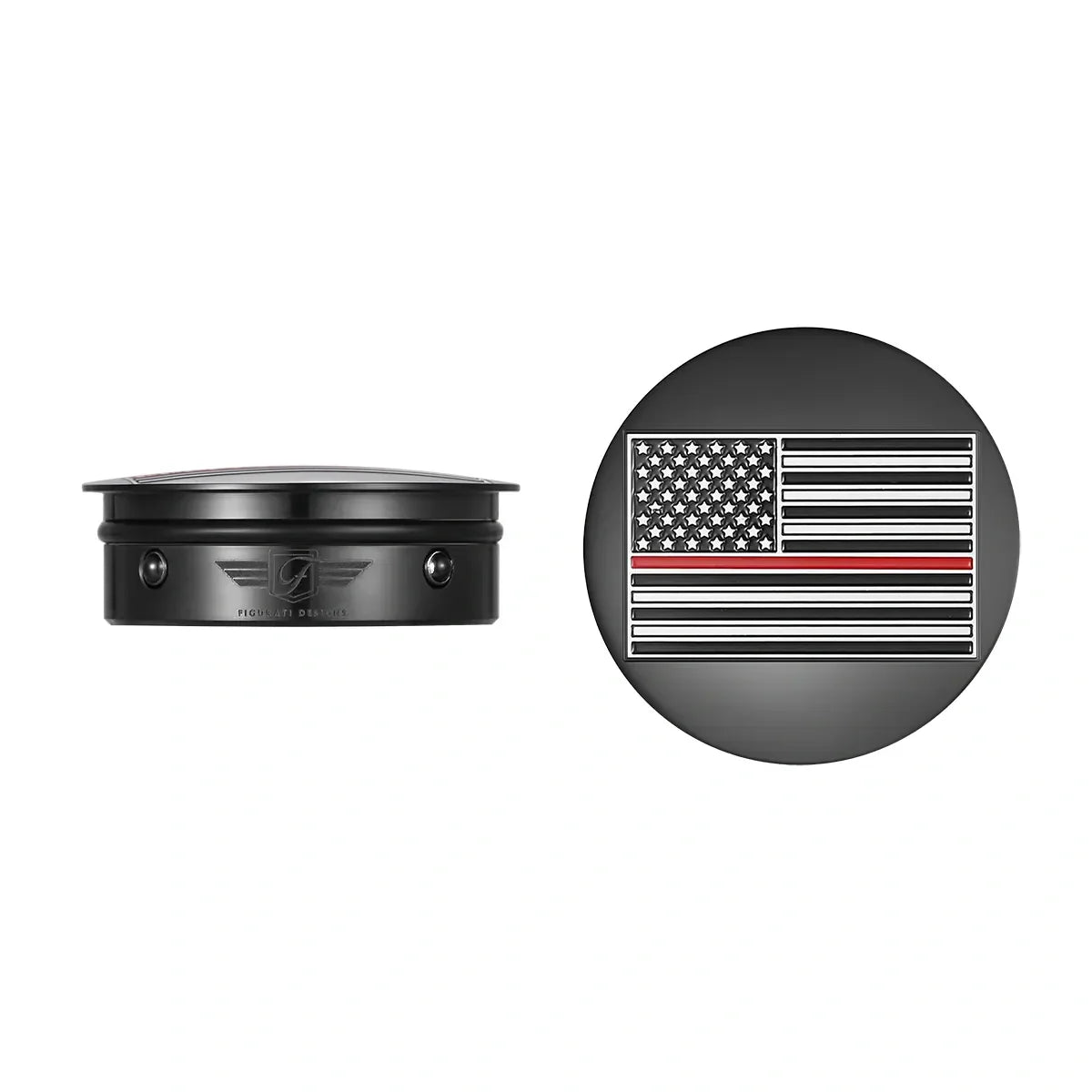 Harley-Davidson Stainless-Steel / Black Swing Arm Covers Red Line American Flag - Reversed - image 1