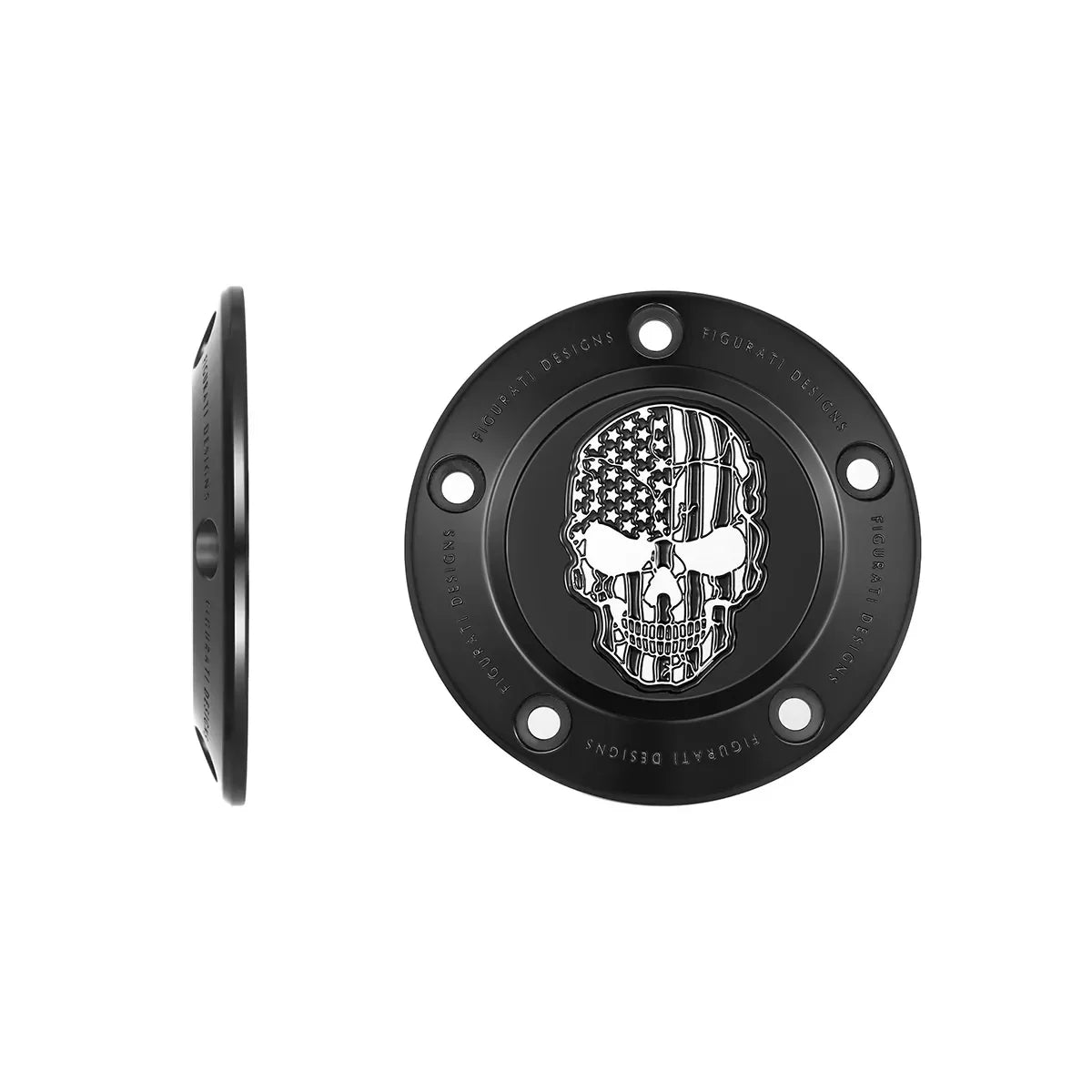 Harley-Davidson Stainless-Steel in Black Contrast Cut American Flag Skull Twin Cam Timing Cover - image 1