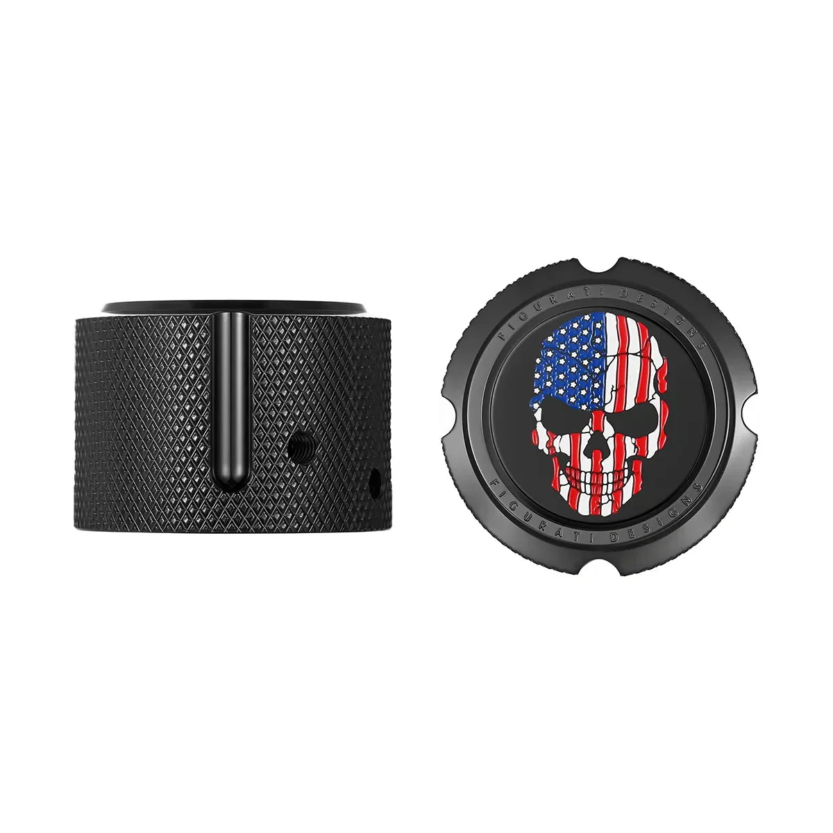 Harley-Davidson Stainless-Steel in Black Front Axle Nut Covers Red White and Blue American Flag Skull - image 1