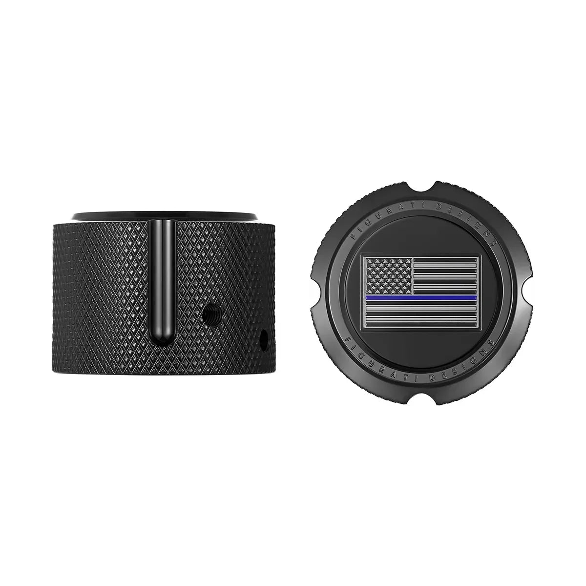 Harley-Davidson Stainless-Steel in Black Front Axle Nut Covers Thin Blue Line American Flag - Reversed - image 1