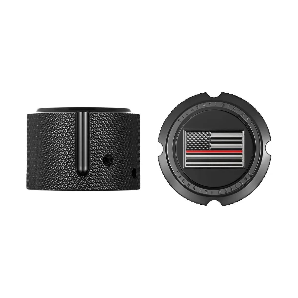 Harley-Davidson Stainless-Steel in Black Front Axle Nut Covers Thin Red Line American Flag - Reversed - image 1