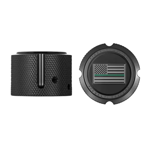 Harley-Davidson Stainless-Steel in Black Front Axle Nut Covers Green Line American Flag - Reversed - image 1