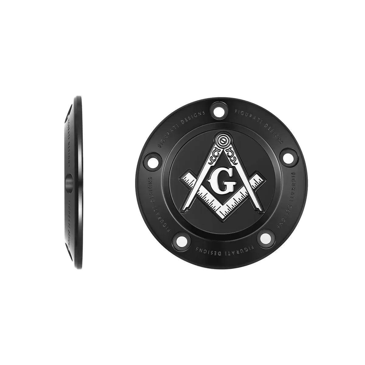 Harley-Davidson Stainless-Steel in Black Masonic Emblem Twin Cam Timing Cover - image 1
