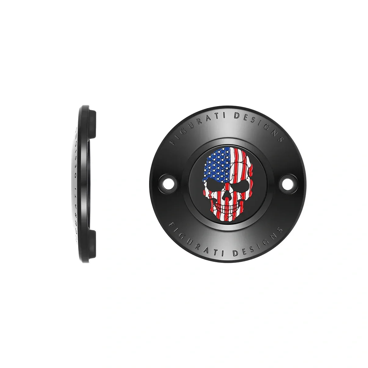 Harley-Davidson Stainless-Steel in Black Red White and Blue American Flag Skull M8 Timing Cover - image 1