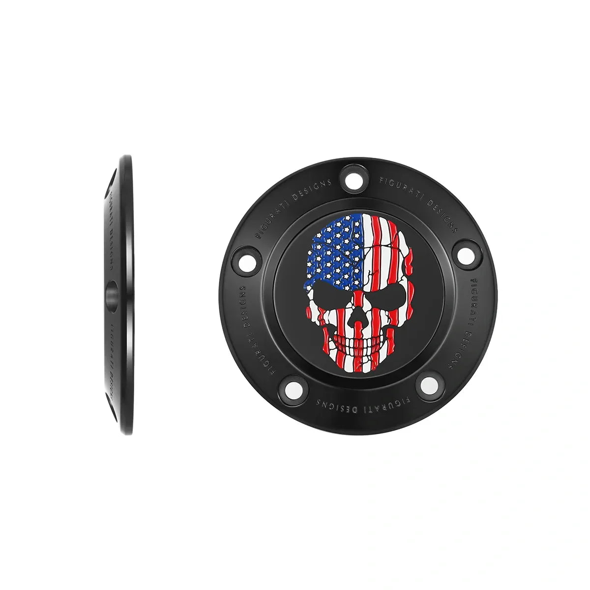 Harley-Davidson Stainless-Steel in Black Red White and Blue American Flag Skull Twin Cam Timing Cover - image 1