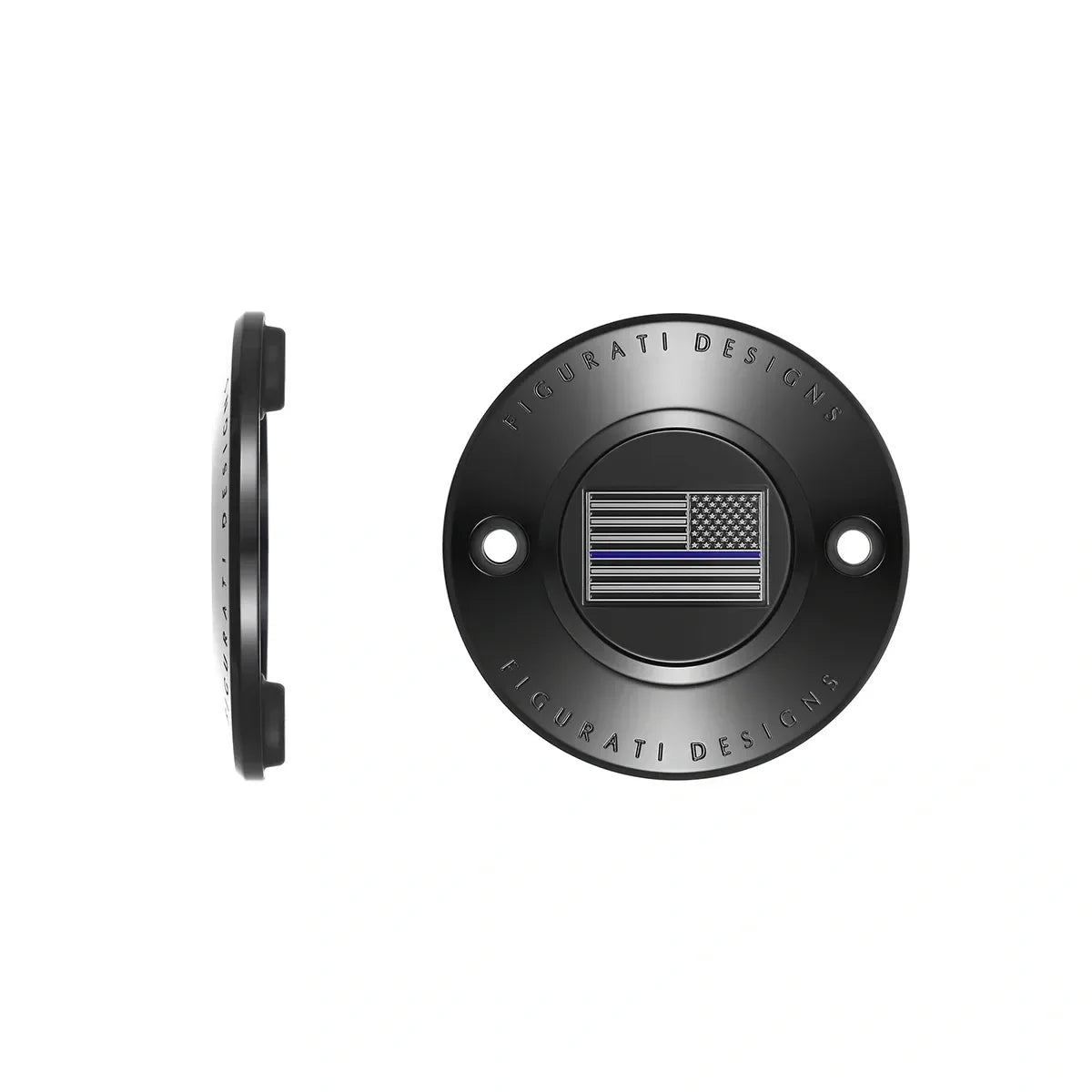 Harley-Davidson Stainless-Steel in Black Thin Blue Line American Flag - Reversed M8 Timing Cover - image 1