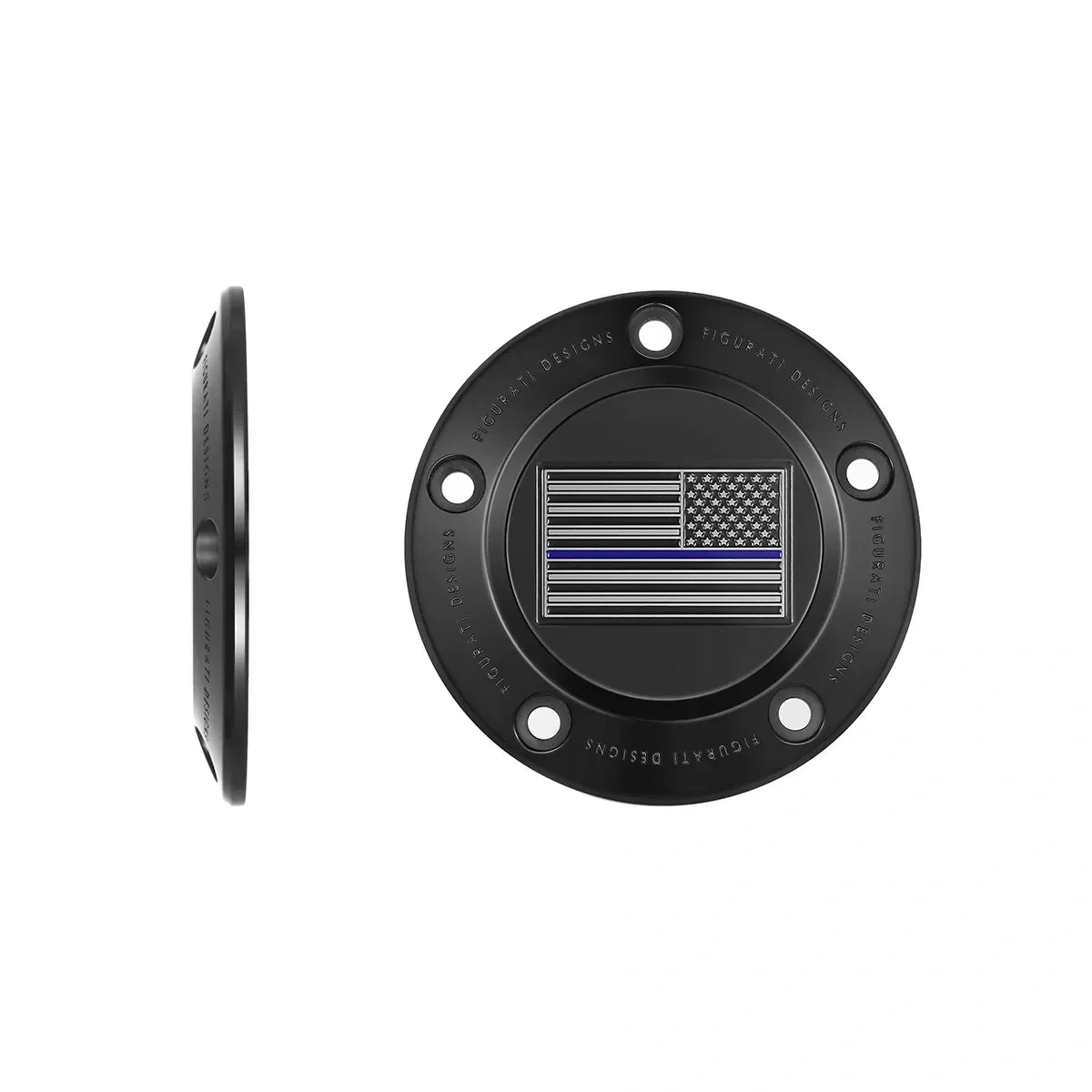 Harley-Davidson Stainless-Steel in Black Thin Blue Line American Flag - Reversed Twin Cam Timing Cover - image 1