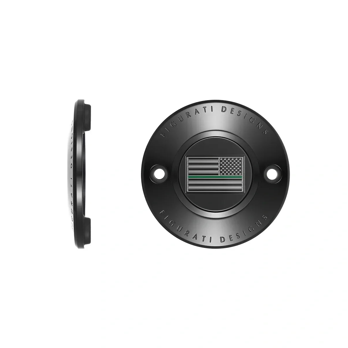 Harley-Davidson Stainless-Steel in Black Thin Green Line American Flag - Reversed M8 Timing Cover - image 1