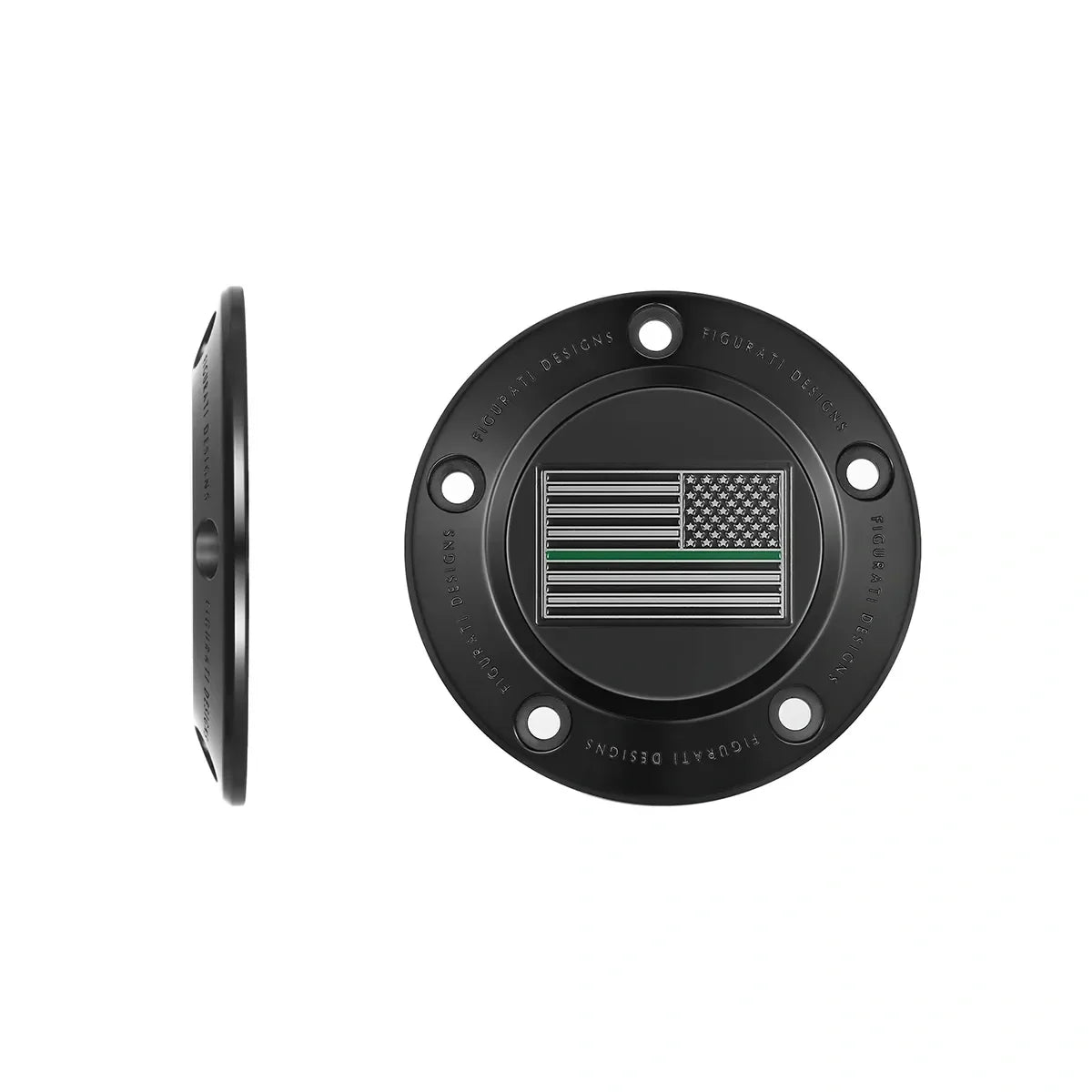 Harley-Davidson Stainless-Steel in Black Thin Green Line American Flag- Reversed Twin Cam Timing Cover - image 1