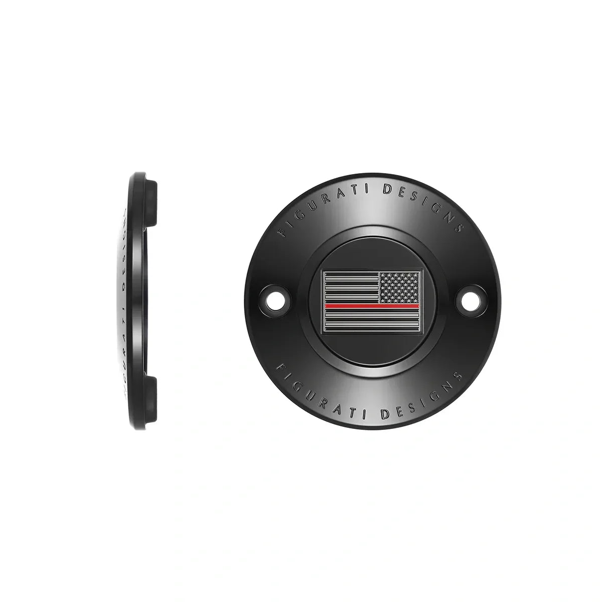 Harley-Davidson Stainless-Steel in Black Thin Red Line American Flag - Reversed M8 Timing Cover - image 1