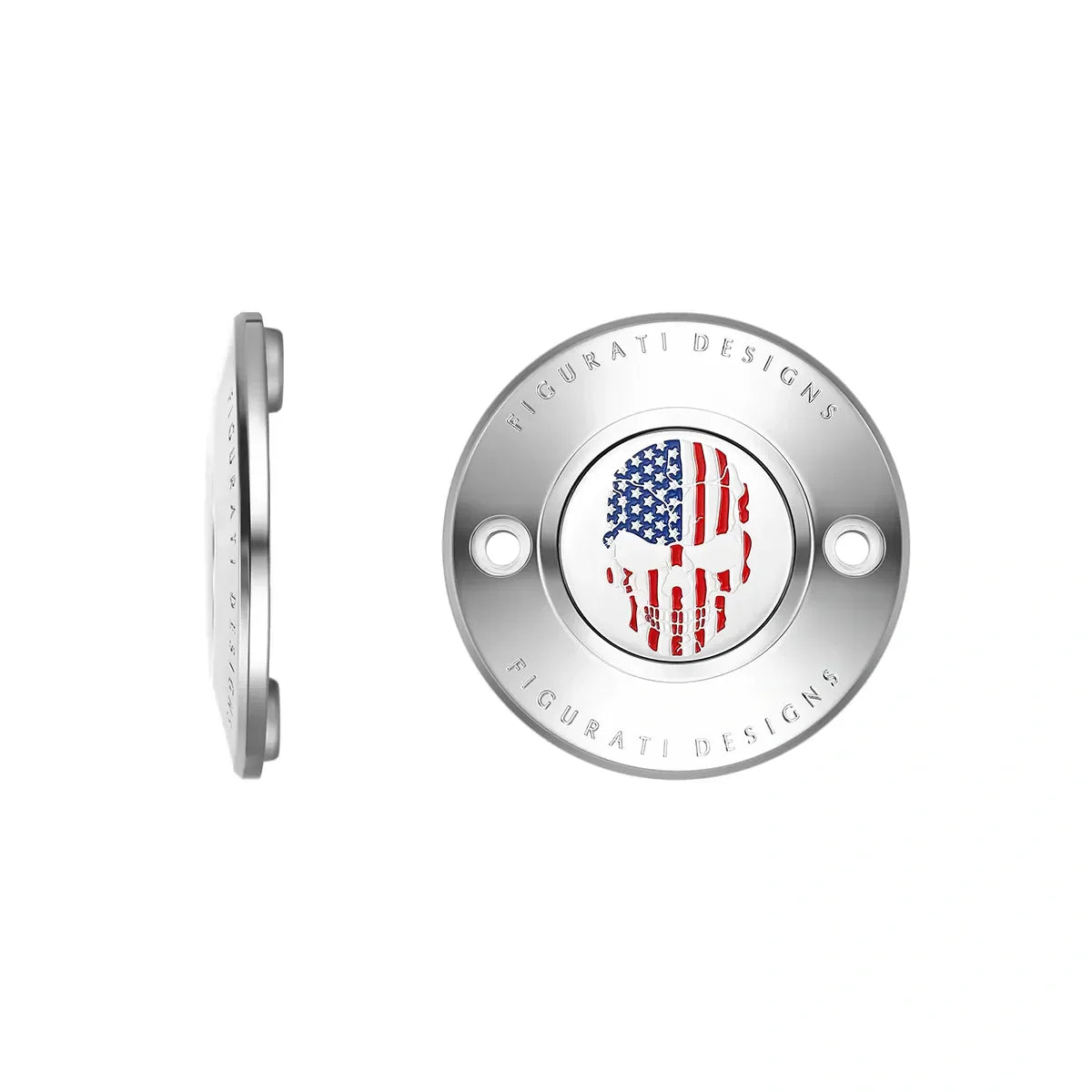 Harley-Davidson Stainless-Steel Red White and Blue American Flag Skull M8 Timing Cover - image 1