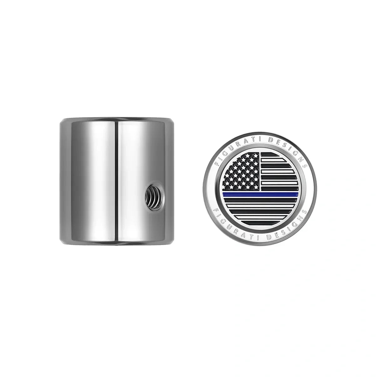 Heel Toe Shifter Cover - Stainless-Steel Blue Line American Flag - image 1