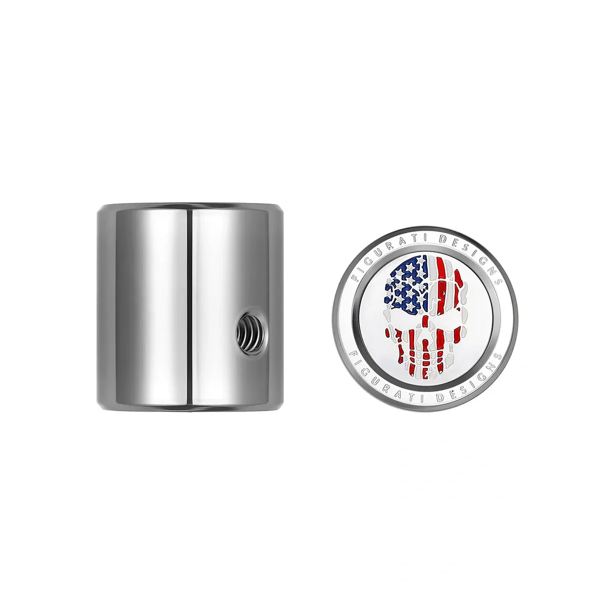 Heel Toe Shifter Cover - Stainless-Steel Red White and Blue American Flag Skull - image 1