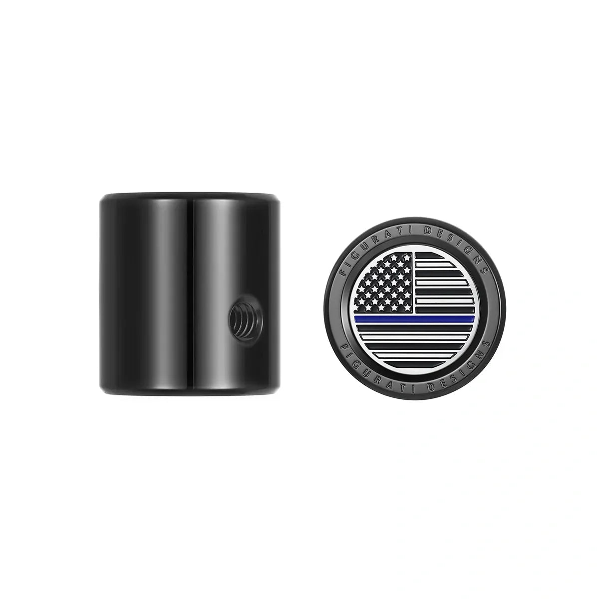 Heel Toe Shifter Cover - Stainless-Steel/Black Blue Line American Flag - image 1