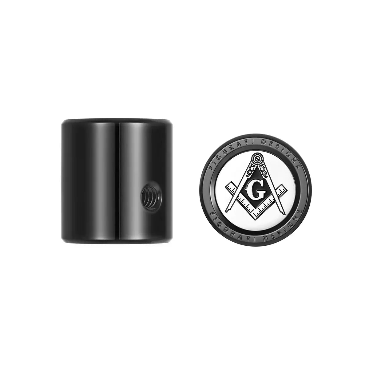 Heel Toe Shifter Cover - Stainless-Steel in Black Masonic Emblem - image 1