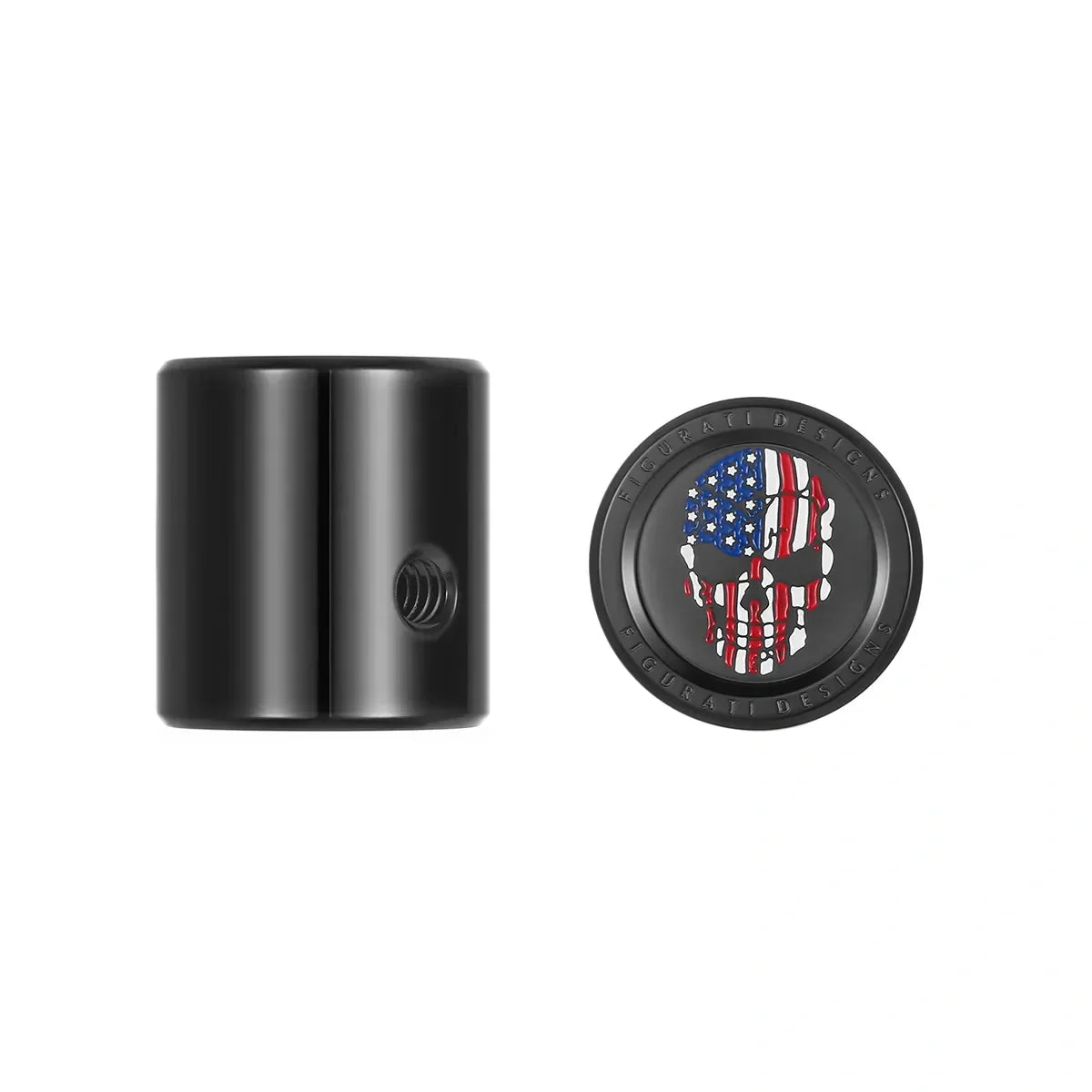 Heel Toe Shifter Cover - Stainless-Steel in Black Red White and Blue American Flag Skull - image 1