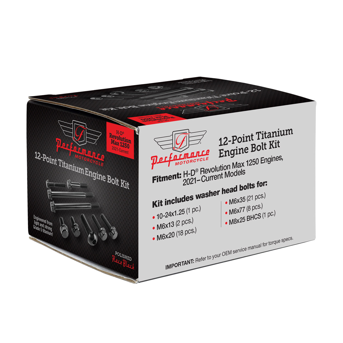 Performance 12 Point Titanium Engine Bolt Kit for Harley-Davidson Revolution Max 1250 - Race Black - image 2