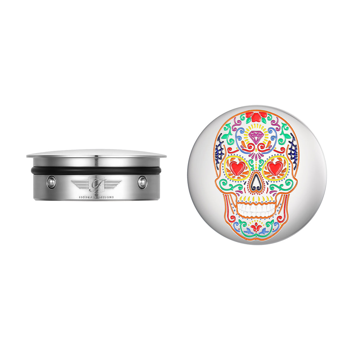 Stainless-Steel Sugar Skull Swing Arm Cover - image 1
